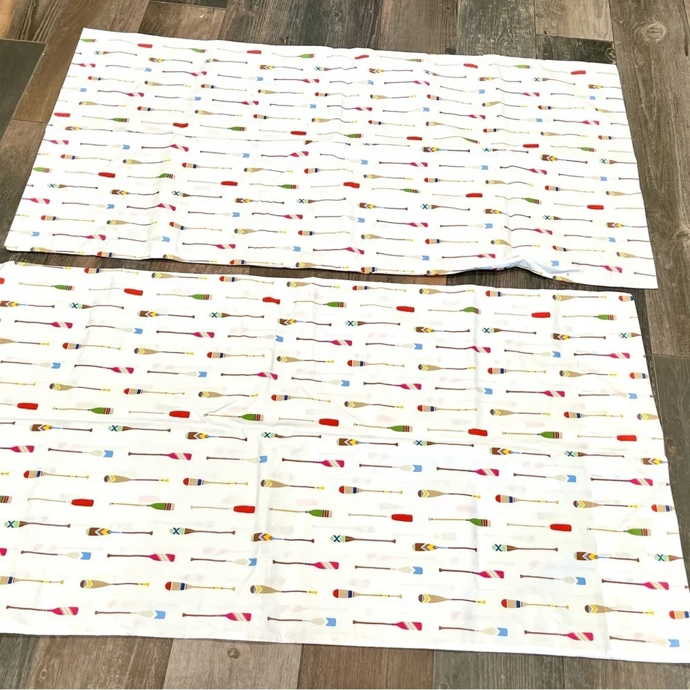 2 Pottery Barn KING pillowcases Paddles Organic Cotton NEW